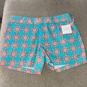 NWT Sigrid Olsen Floral Printed Chino Shorts Aqua